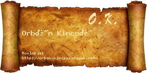 Orbán Kincső névjegykártya